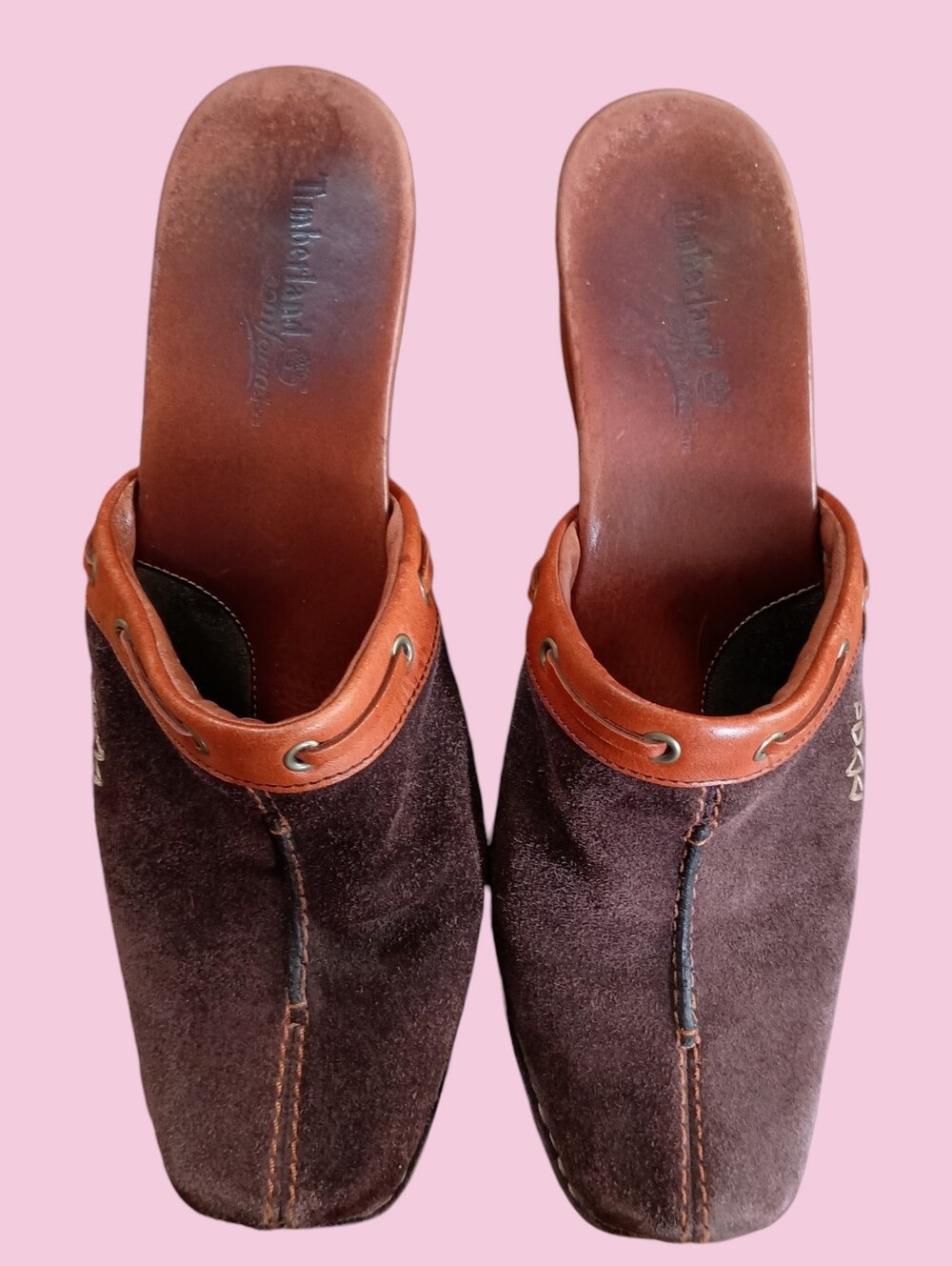 Timberland Brown Suede Comforia clogs with wooden heels Size 9 GRUC - Picture 2 of 8